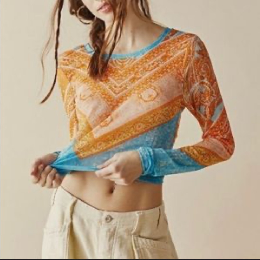 Free People Multicolor Long Sleeve Top